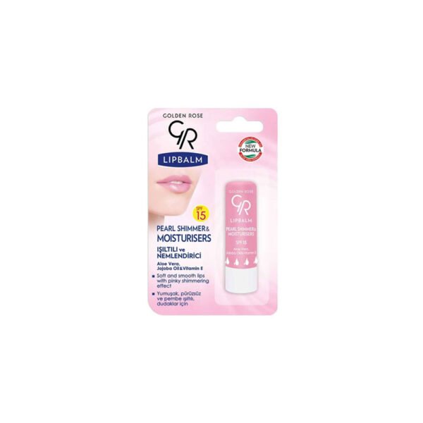 بالم لب گلدن رز صورتی مدل شیمردار با SPF15